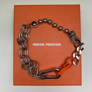 Heron Preston Metallic and Orange Chain Necklace